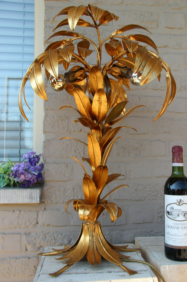 Hollywood regency HANS KOGL Palm tree table lamp metal gold gilt 1960