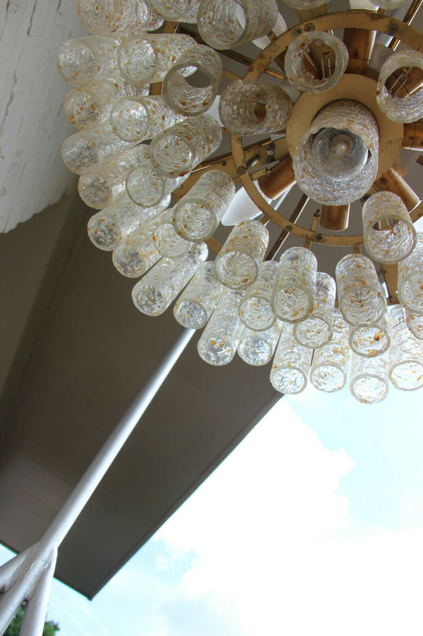 Mid century LARGE Murano glass tubes levels Chandelier pendant DORIA 1960s