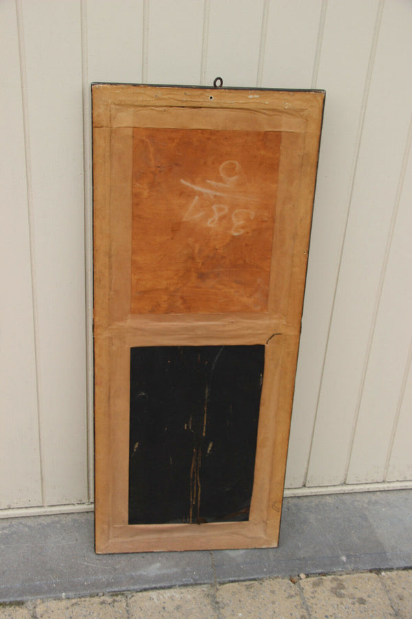 Antique French Trumeau mirror wood stucco litho victorian lady after Boucher