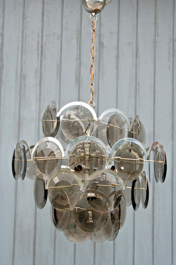 XXL 41 discs mid century 60's VISTOSI / panton era Chandelier pendant lamp