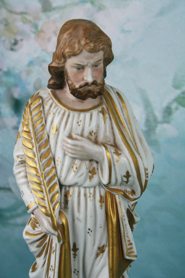 French Vieux Paris porcelain religious statue  Holy Joseph