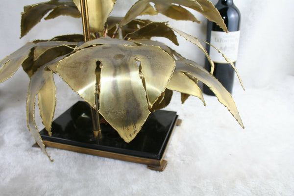 mid century Lamp Dhaeseleer Daniel signed brass copper palm tree leaves lamp