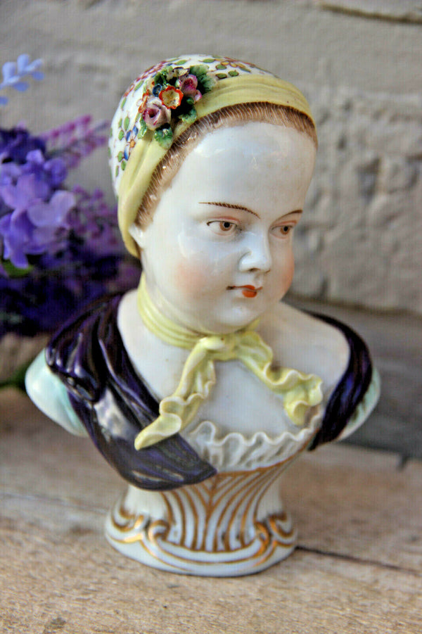 PAIR antique dresden carl thieme porcelain bust bourbon children