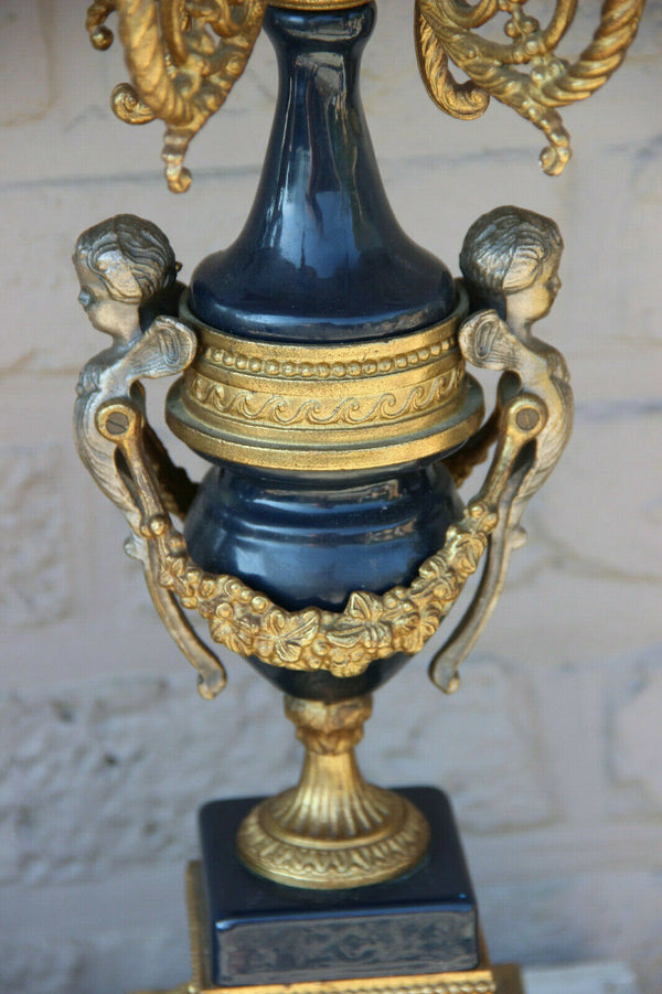 MAjestical PAIR Bronze Putti angels Candelabras candle holders