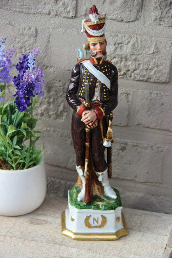 Large Napoleonic capodimonte porcelain Soldier officer figurine statue