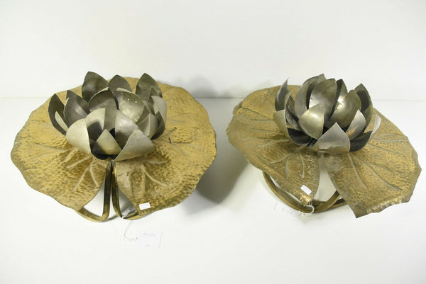 XL Hollywood regency TOMMASO BARBI pair wall light lamp table water lily sconces