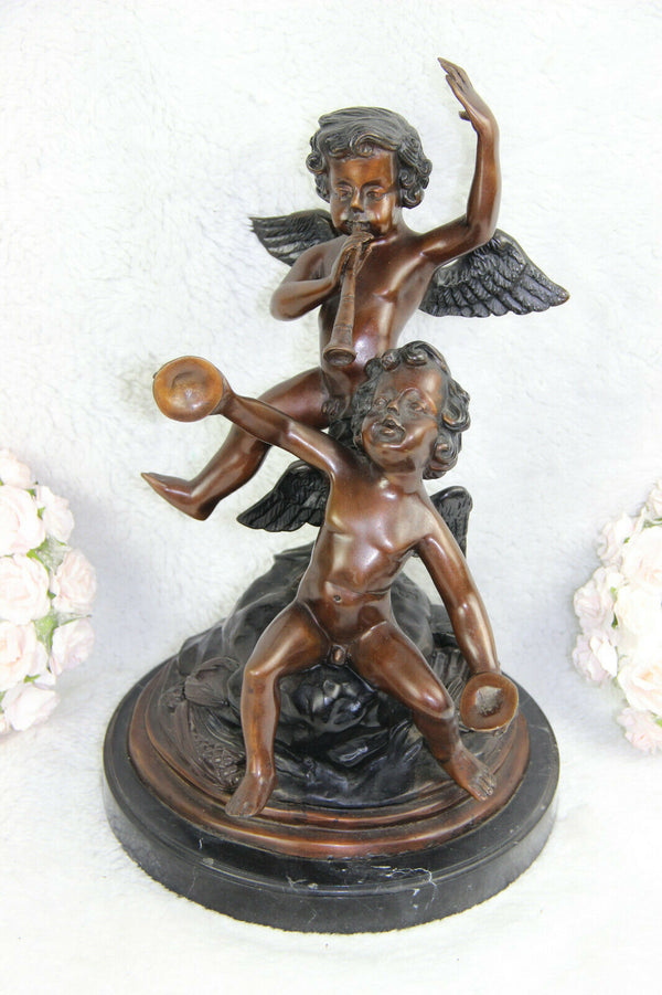 Art deco bronze Putti cherubs music statue group signed J daste 1920s