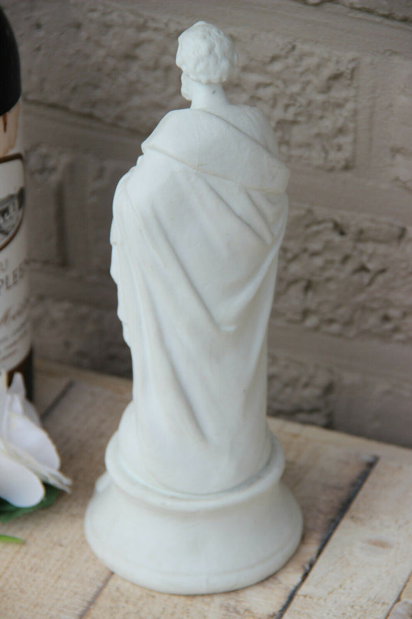 Antique French porcelain bisque saint Joseph statue figurine religious marked