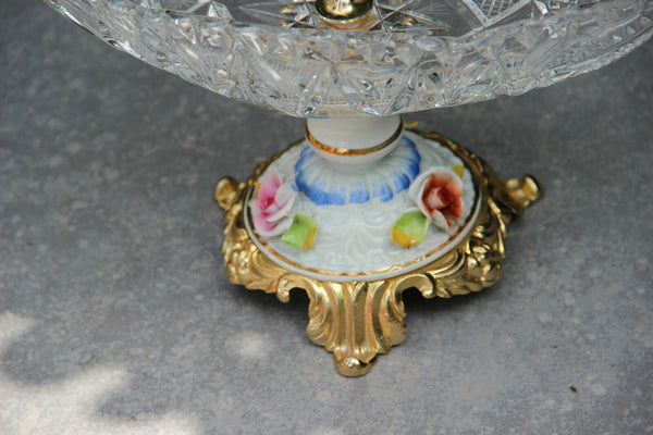 Italian capodimonte porcelain Crystal glass centerpiece bowl coupe
