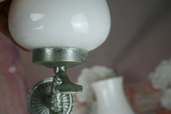 PAIR French empire fish dolphin wall lights sconces silver patina