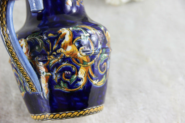 French vintage GIEN porcelain marked milk pot Putti faun mythological