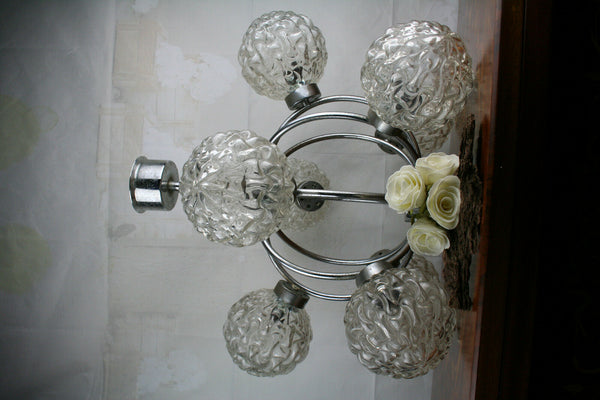 Mid century Retro 8 Glass globes Atomic sputnik chandelier lamp