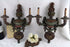 PAIR rare italian wood carved polychrome 1920 Sconces wall lights 2 arms