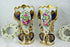 PAIR 19thc French vieux paris porcelain floral hand paint Vases