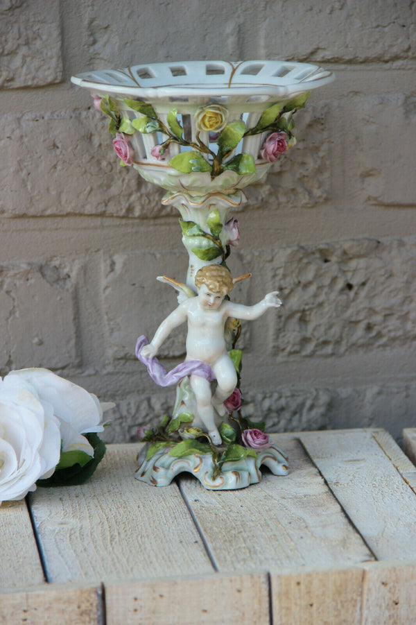 Antique German porcelain schierholz mark Angel statue centerpiece vase