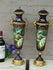 XL pair French limoges porcelain romantic scene caryatid heads Vases