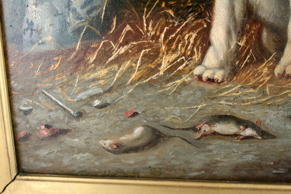Topwork Vincent de VOS Belgian listed artist oil panel dogs mice animals