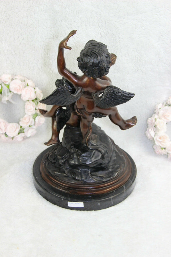 Art deco bronze Putti cherubs music statue group signed J daste 1920s