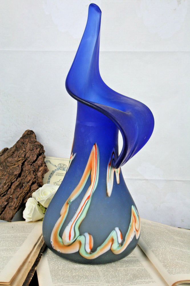 Rare XL ART Murano hand blown GLASS moderniste Multi coloured Vase 1970's