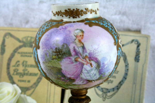 SEVRES porcelain marked Vase on  wood base France 19th c romantic victorian