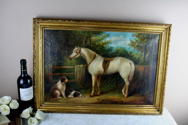 Wouterus Verschuur Jr oil canvas painting horse dogs listed top artist Holland