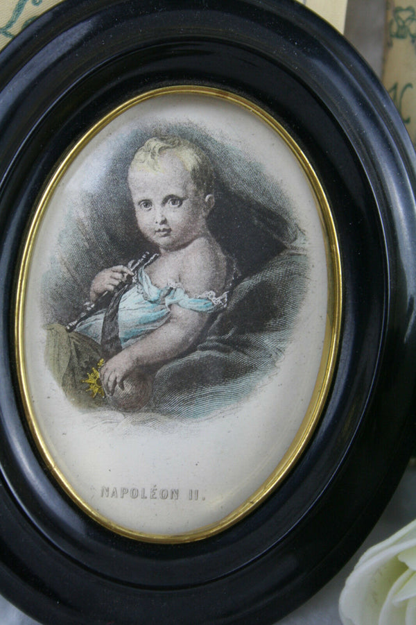 PAIR Miniature portrait Napoleon II duke reichstadt & Marie Louise Austria