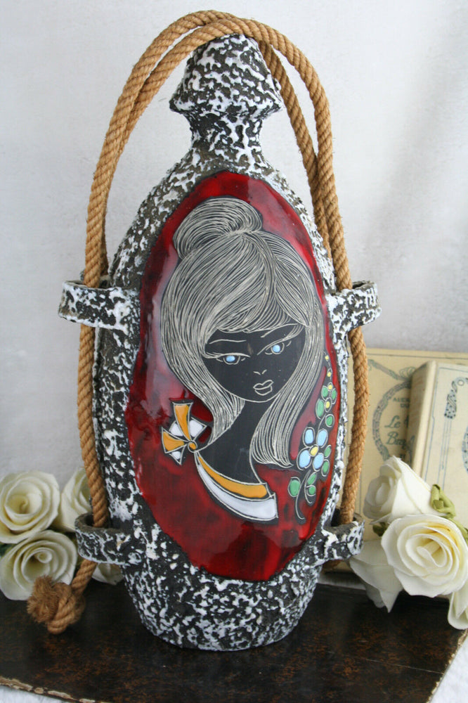 Retro fifties mid century  San marino pottery Vase Lady rope vase rare