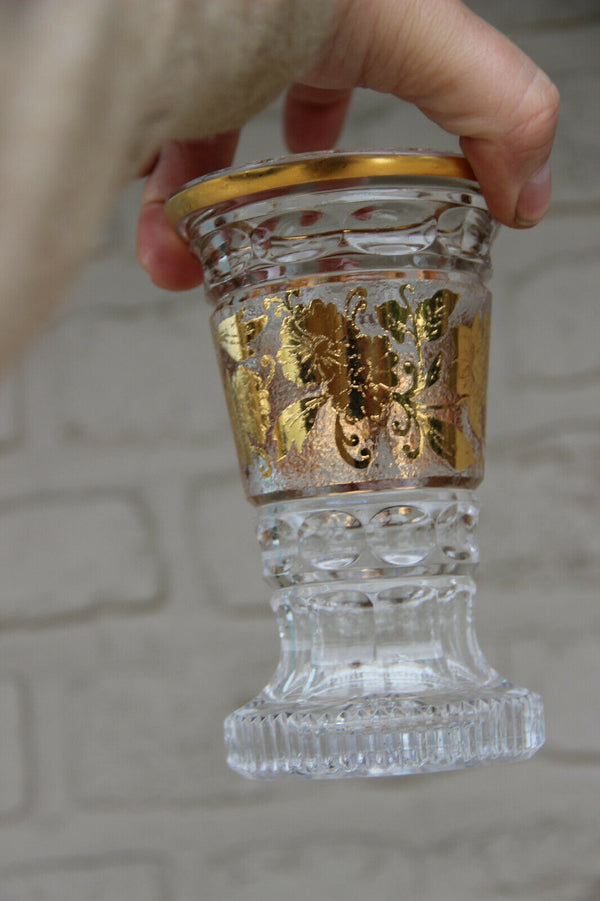 Vintage French crystal glass Enamel decor Vase