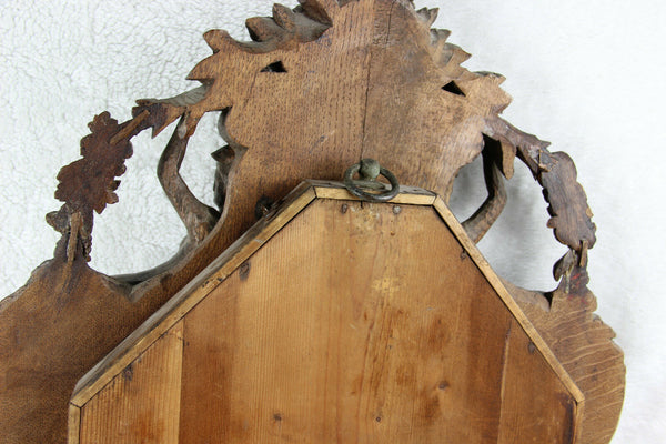 RARE Antique BLACK FOREST wood carved mermaids putti caryatid clock German