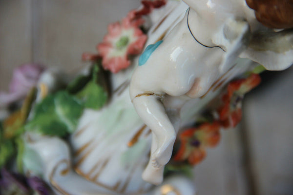 Antique German porcelain Dresden mark Angel Figurines lamp