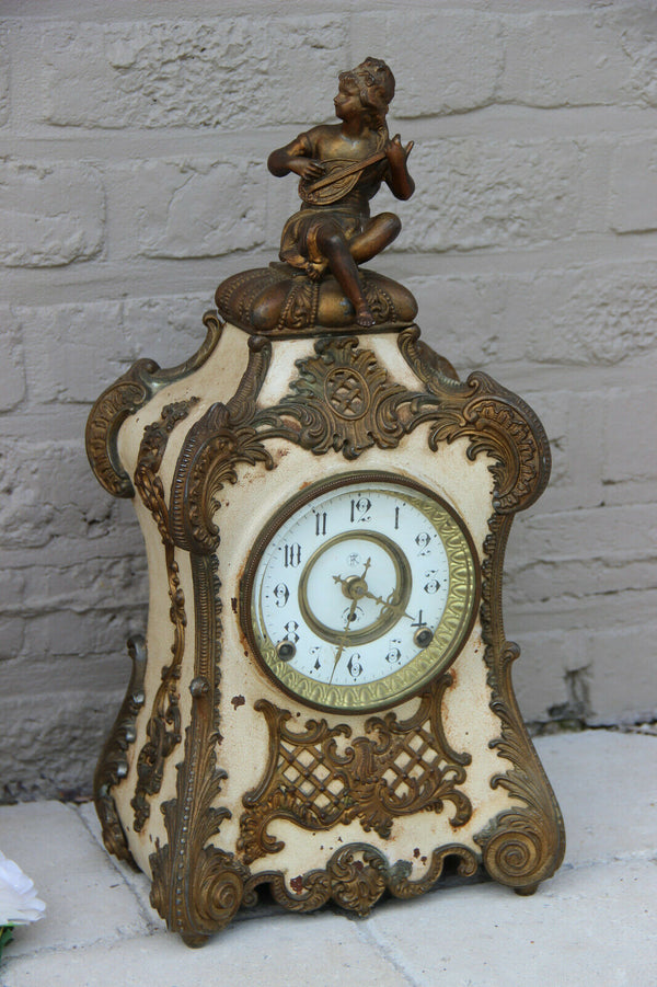 Antique Large French bracket mantel clock figurine