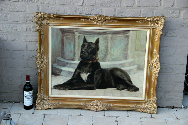 Gorgeous XXL Belgian Georges LANTHIN oil canvas danish dog painting animal