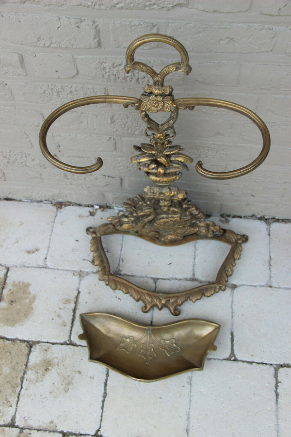 French brass mid century 1960 Swan animal umbrella stand holder