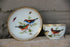 German mini blue crossed marked porcelain birds cup plate