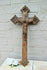 Antique French Neo gothic wood carved wall crucifix cross Religious