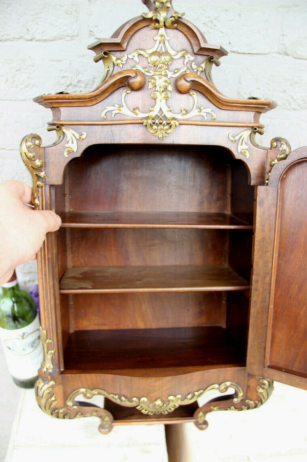 RARE Antique French wood apothecary wall cabinet hand paint portrait lady