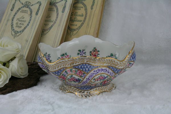 French Porcelain de paris Floral porcelain center piece bowl 1950 samson