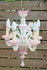 Italian 1970 Pink MURANO hand blown Venetian 5 arms chandelier floral