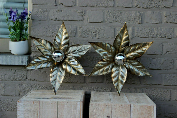 PAIR Hollywood regency WILLY DARO for Massive Wall lamps sconces flower 70s