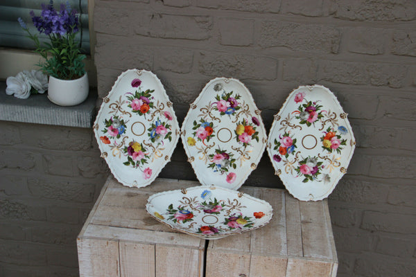 Set 4 Antique French vieux paris porcelain presentation trays plate  table