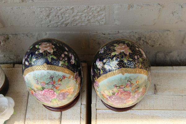 Vintage pair cloisonne chinese eggs