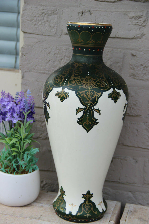 Antique ART DECO BOCH BFK marked ceramic Vase Enamel decor