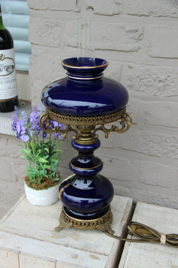 vintage French Limoges porcelain table lamp victorian romantic lion paws