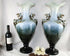 XL unusual PAIR French BARBOTINE majolica Art nouveau 1900 Dragon Vases marked