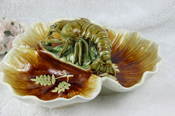 Rare Choisy le Roi marked barbotine majolica lobster centerpiece bowl tray