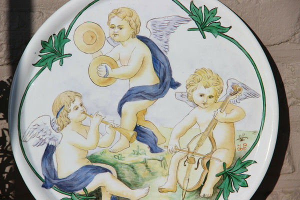 French KG Luneville Faience ceramic Plate putti angels romantic plate marked
