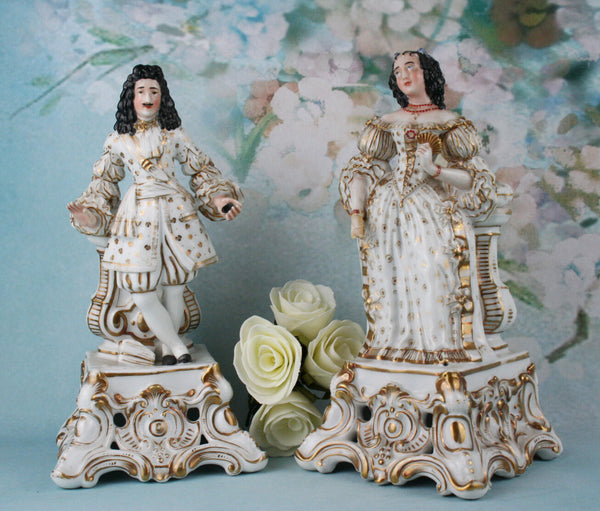 Rare Pair Vieux Paris vieux bruxelles  Porcelain Marquis MArquise figurines