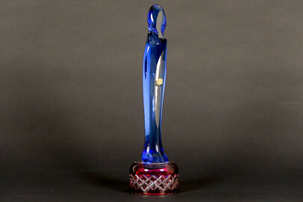 RARE Belgian VAL SAINT LAMBERT Crystal blue glass madonna figurine religious