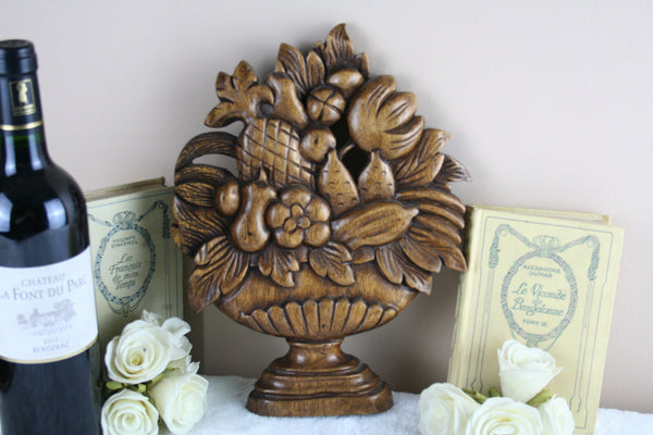 Vintage Italian wood carved Fruits pineapple etc wall plaque 1960's cute piece