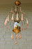 Vintage Italian 1960 metal gold gilt Muranp pink drops chandelier